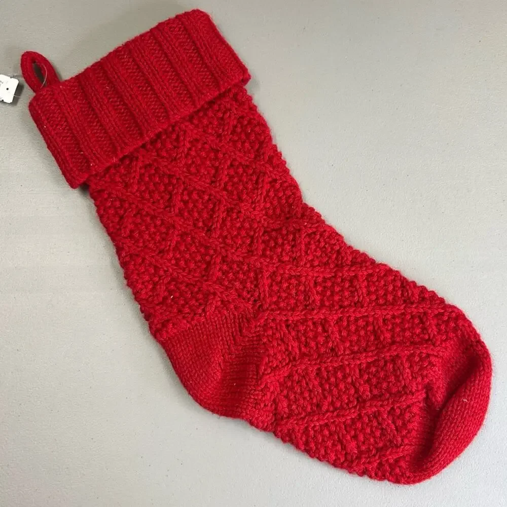 Pottery Barn / Williams Sonoma Vibrant Red Knit Holiday Christmas Stocking NEW